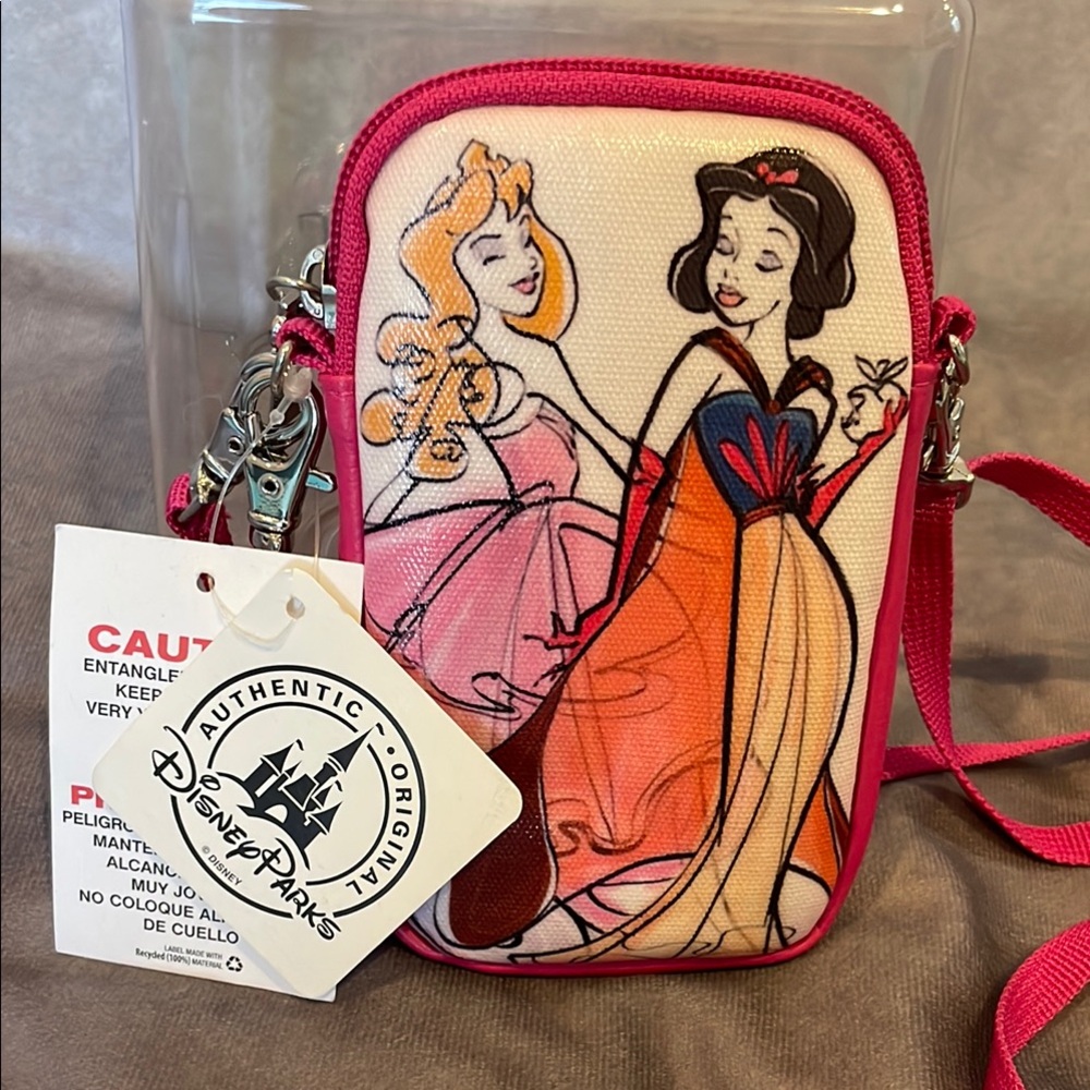 Disney Parks Pink Crossbody Phone Bag with Princess Design